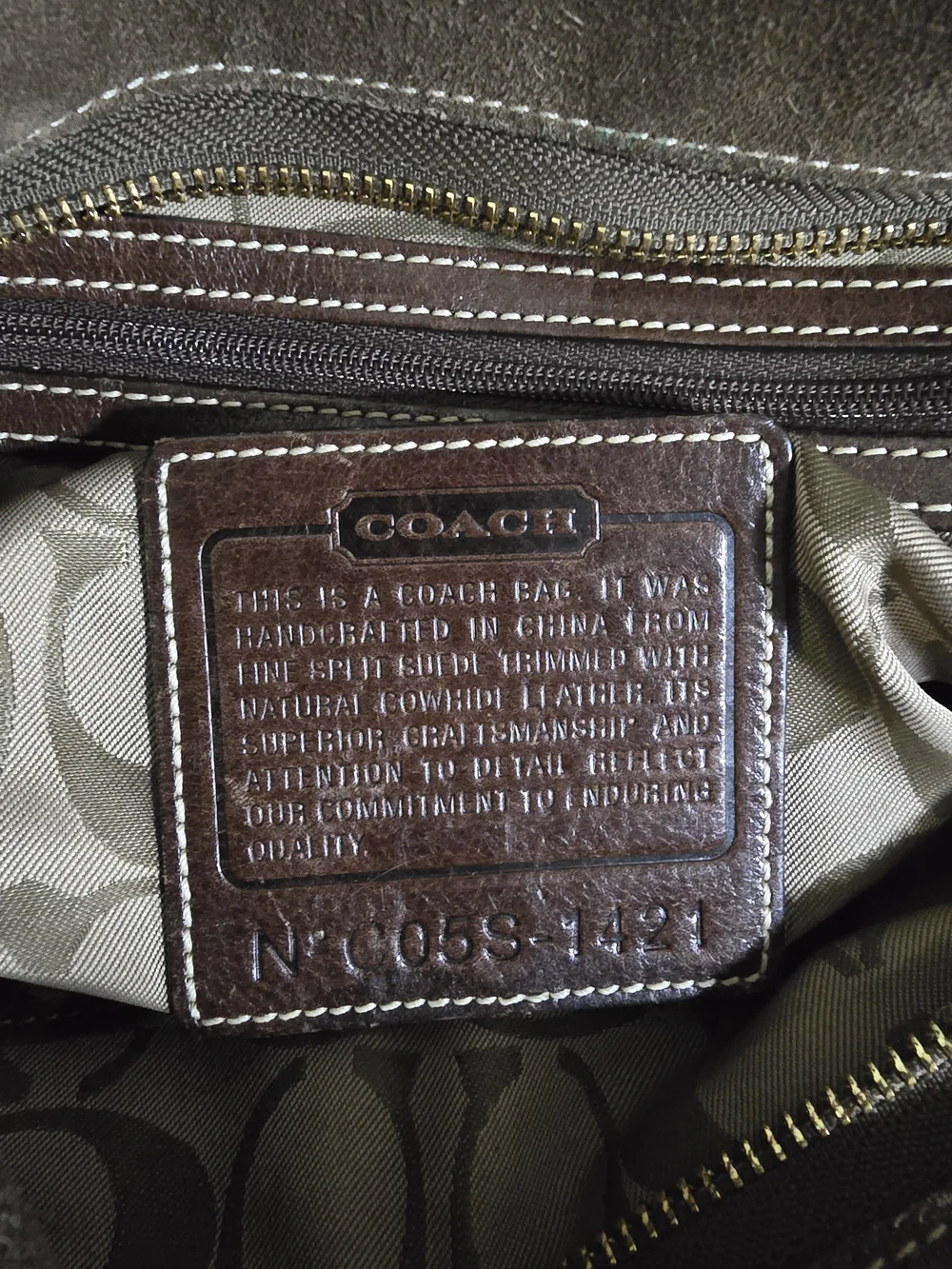 2005 Coach East West Tassel Taupe Suede Hobo Bag